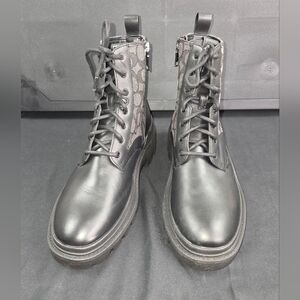 Coach Charlie Boot Signature Jacquard Mens Size 8 Black Leather Zip And Lace